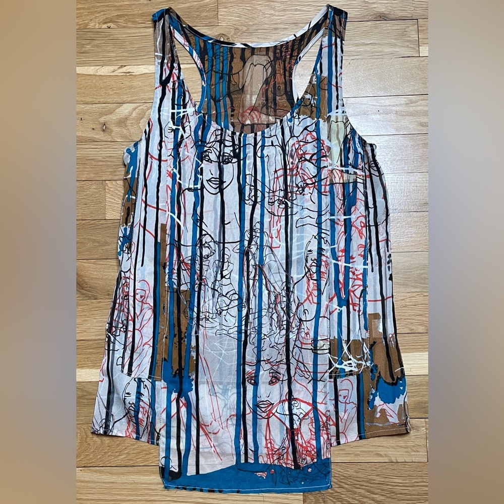 VPL silk top with sexy sketches of nudity size small